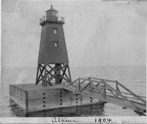 Figure 1.8 This illustration the Alpena Lighthouse in 1904 and  is the earliest image we have been able to obtain. 